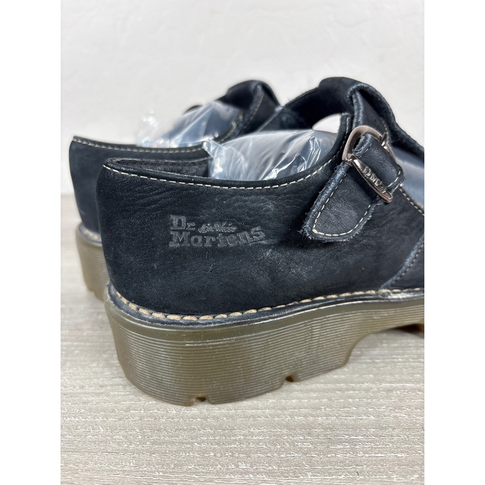 Dr. Martens England Black Nubuck / Suede Mary Jane T-Strap Cutout Shoes Vintage - Picture 6 of 10